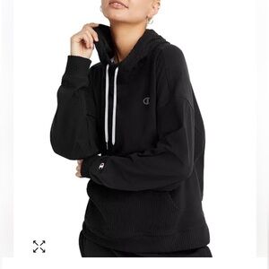 Womens Champion Soft Fleece Rib Knit Hoodie Sz Large